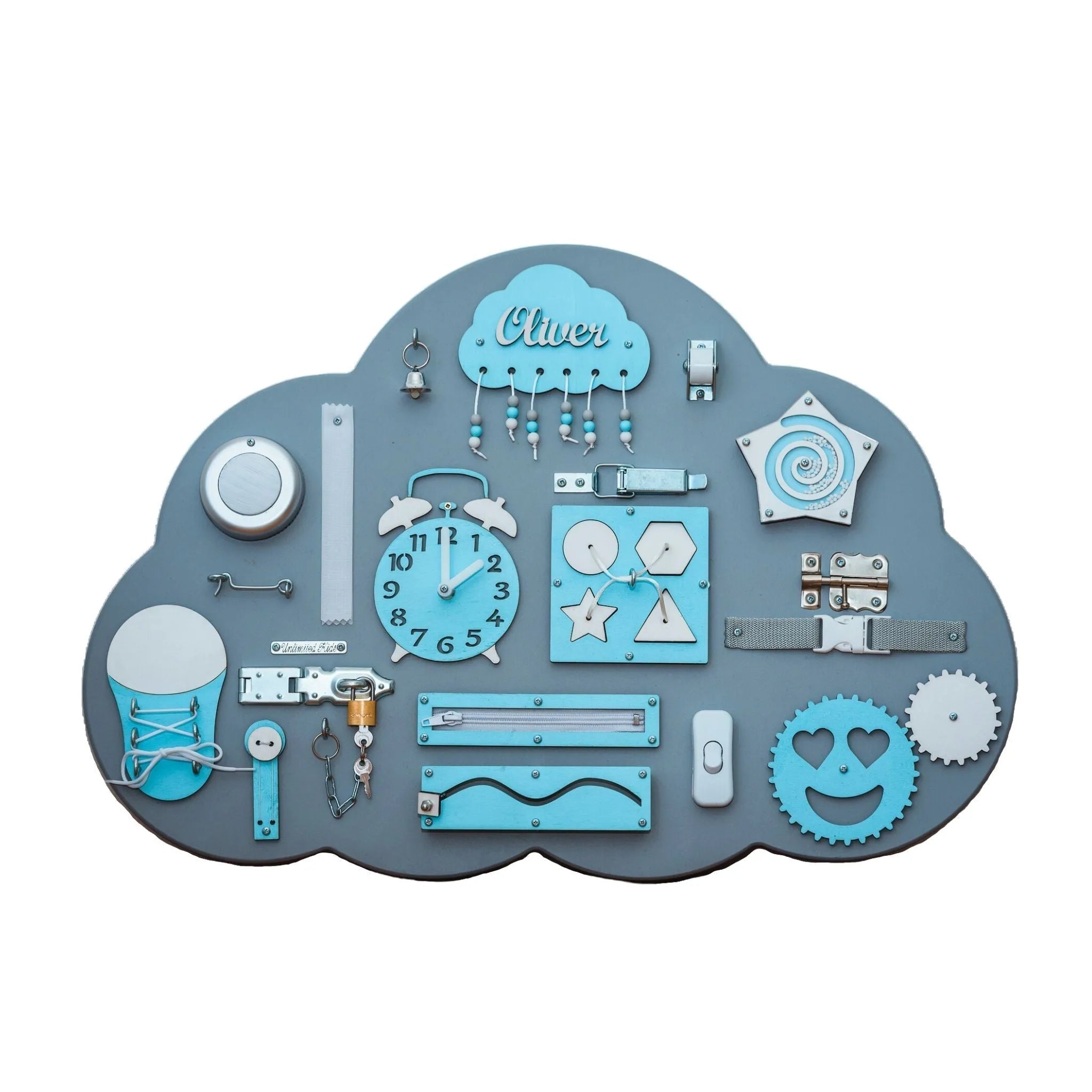 Lavagna in legno Montessori Nuvola - Blu - Unlimitedkids