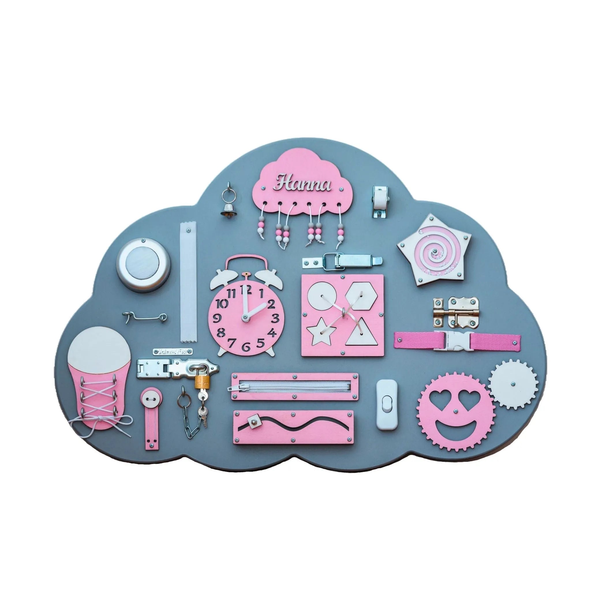 Pizarra de madera Montessori Nube - Rosa - Unlimitedkids