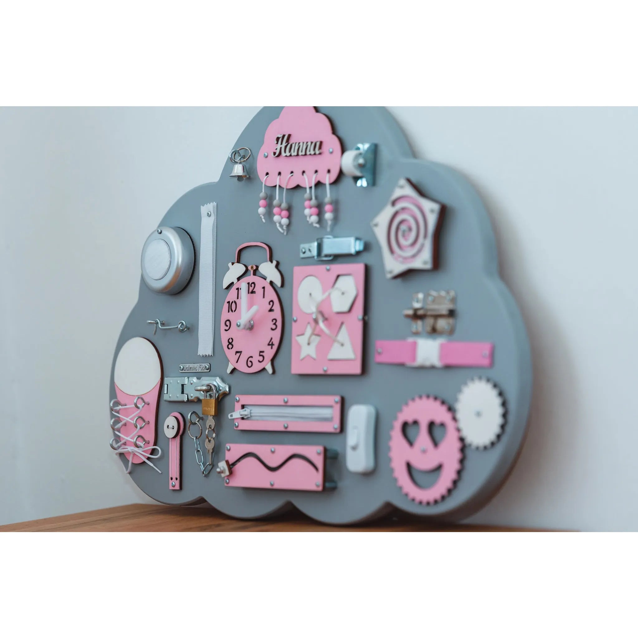 Pizarra de madera Montessori Nube - Rosa - Unlimitedkids