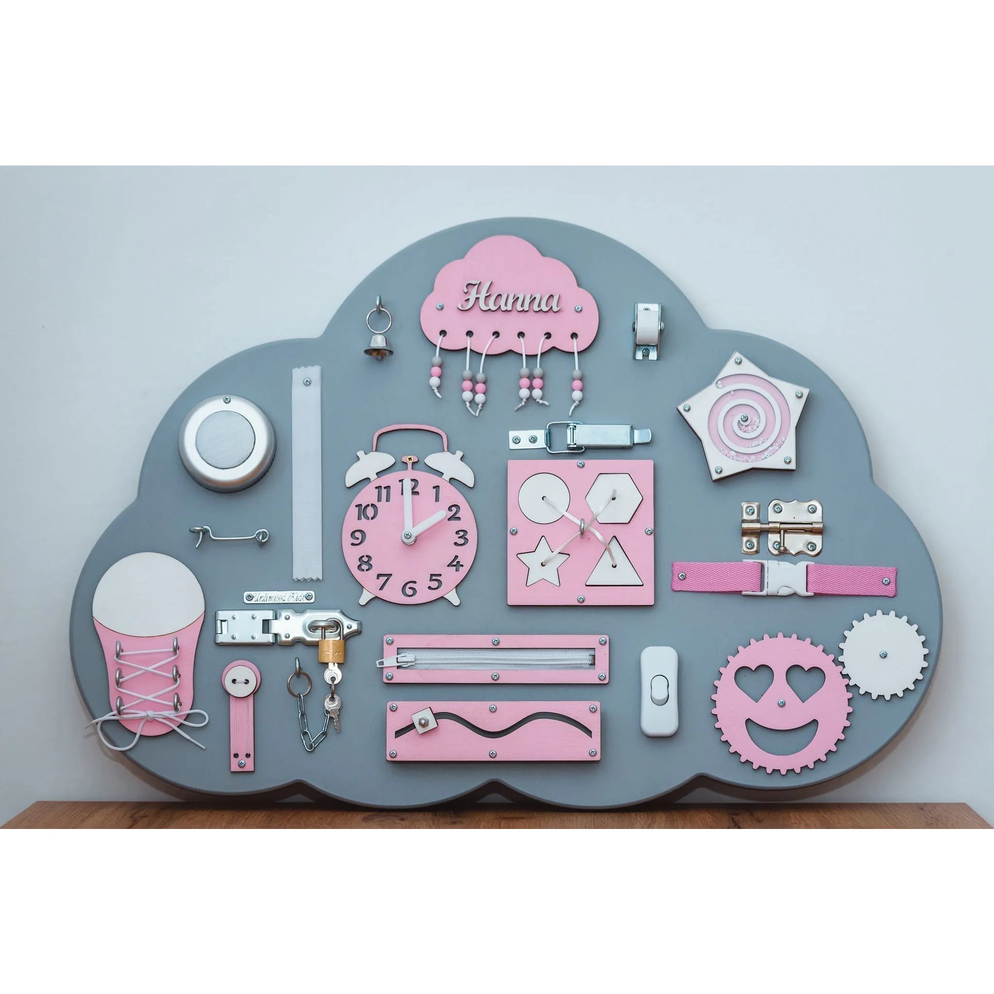 Pizarra de madera Montessori Nube - Rosa - Unlimitedkids