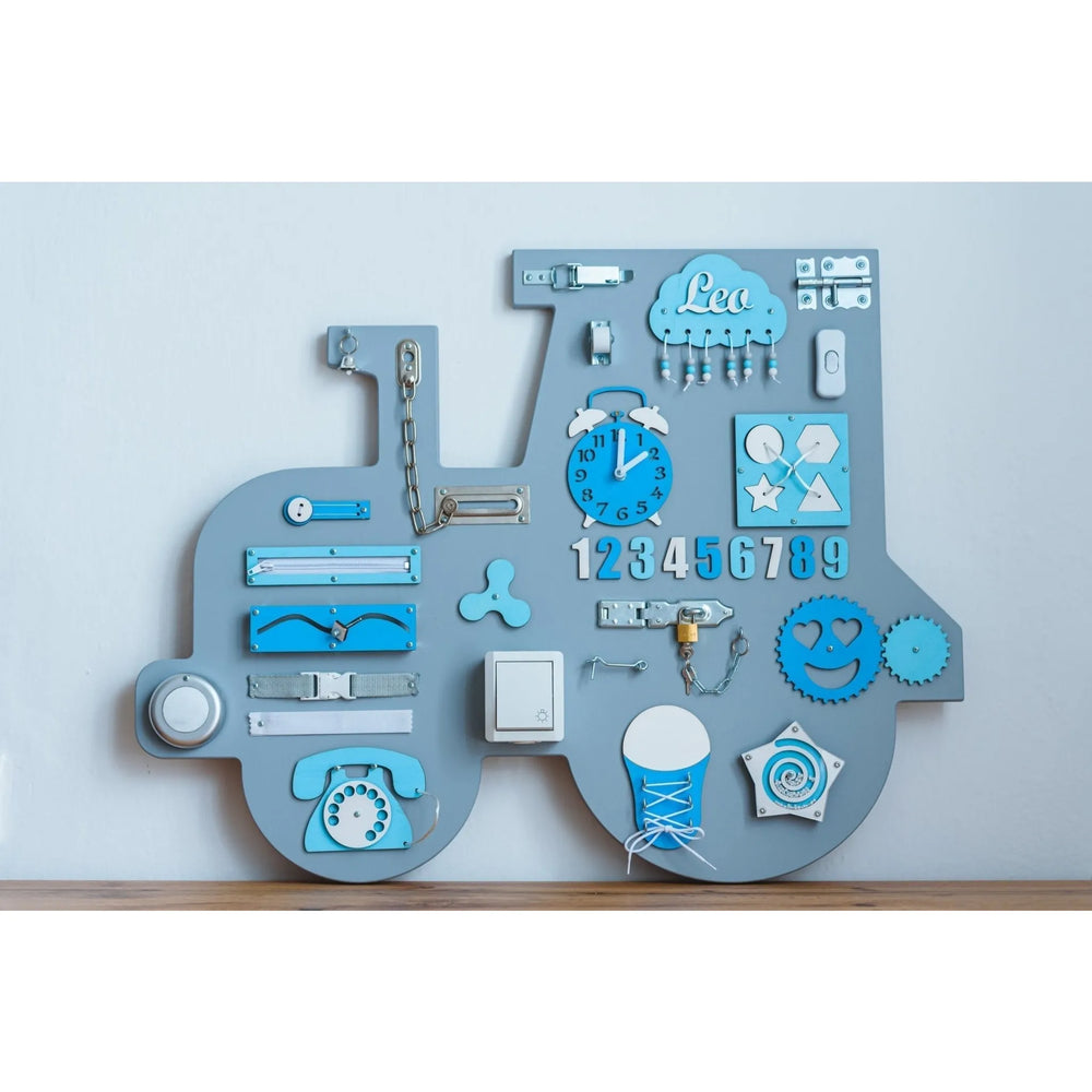 Montessori Dřevěná Tabule Traktor Xl - Modrá - Unlimitedkids