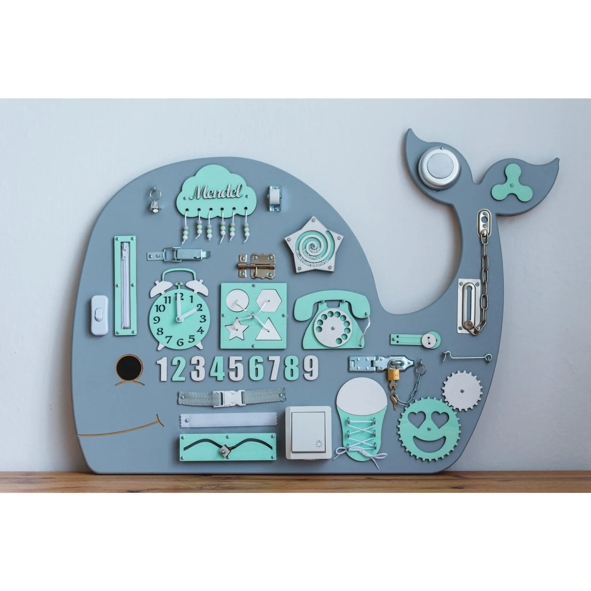 Montessori Dřevěná Tabule Velryba - Zelená - Unlimitedkids