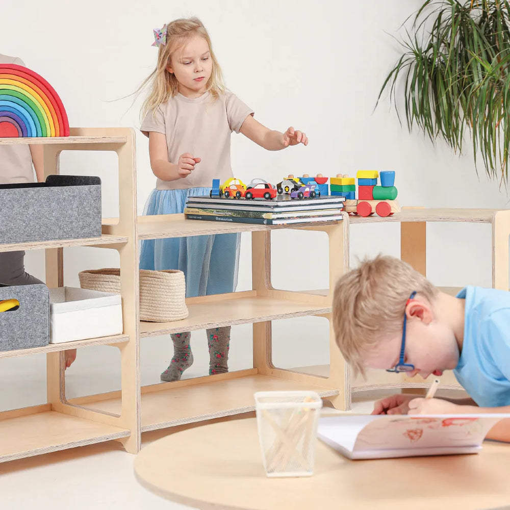 Montessori Shelf with Three Sections - Shelves - Katehaa