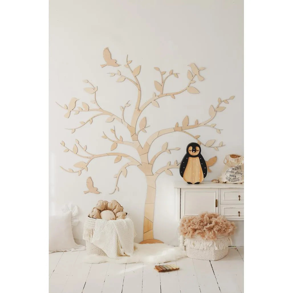 Décoration murale Arbre avec oiseaux - Puzzle mural en bois 170 cm x 170 cm - À découper maintenant