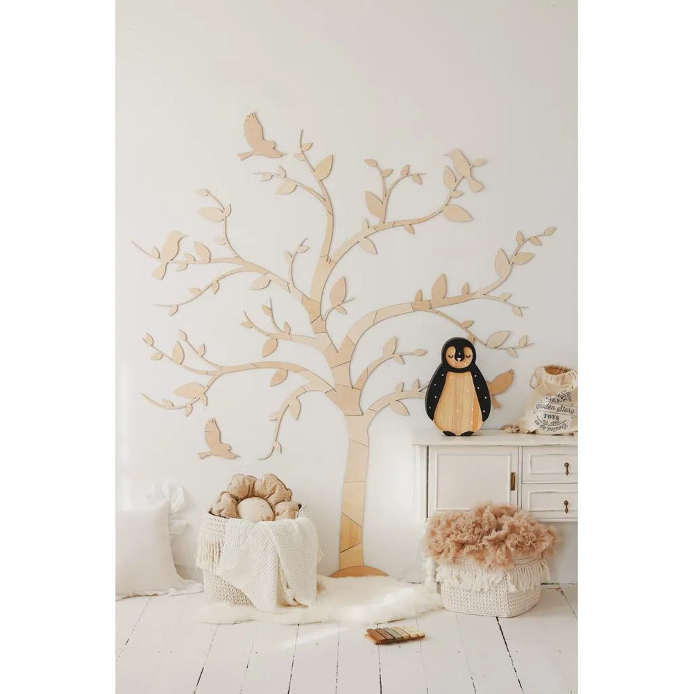 Décoration murale Arbre avec oiseaux - Puzzle mural en bois 170 cm x 170 cm - À découper maintenant