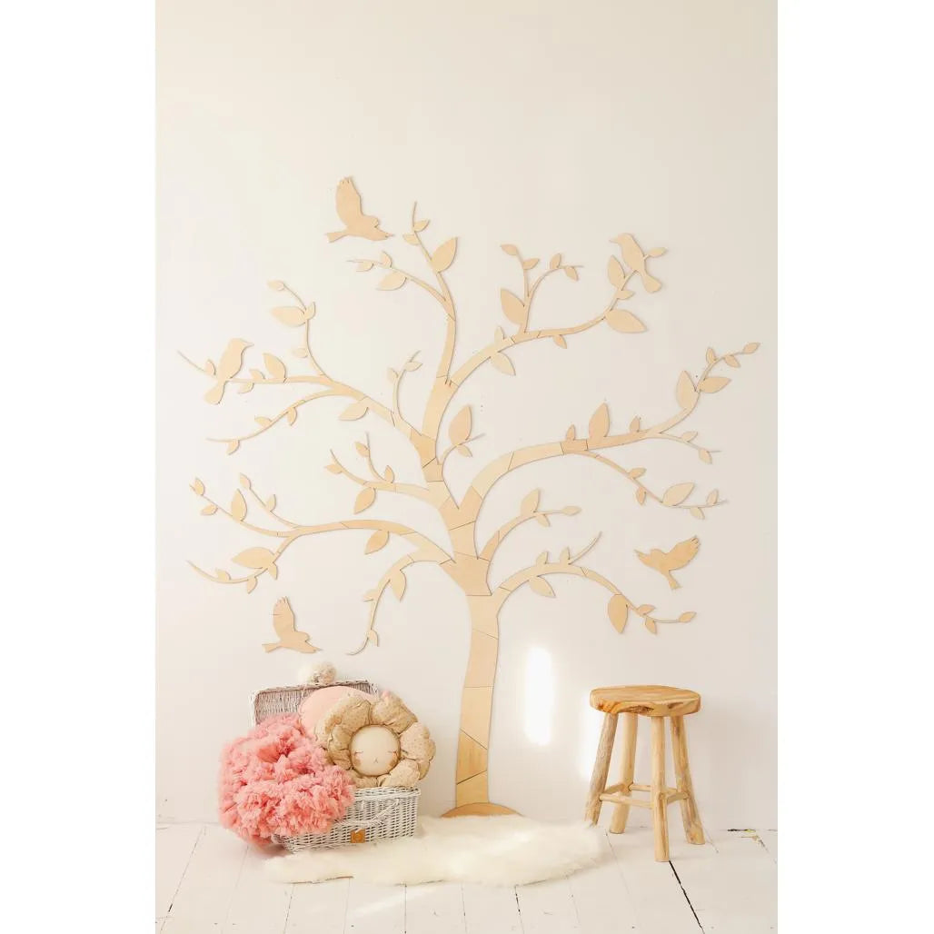 Décoration murale Arbre avec oiseaux - Puzzle mural en bois 170 cm x 170 cm - À découper maintenant