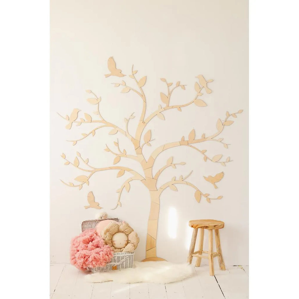 Décoration murale Arbre avec oiseaux - Puzzle mural en bois 170 cm x 170 cm - À découper maintenant