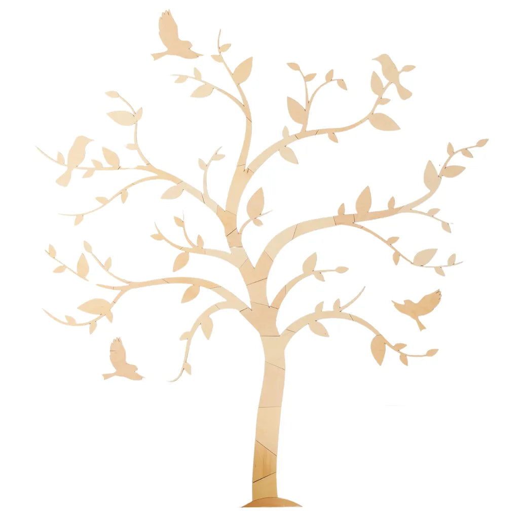Décoration murale Arbre avec oiseaux - Puzzle mural en bois 170 cm x 170 cm - À découper maintenant