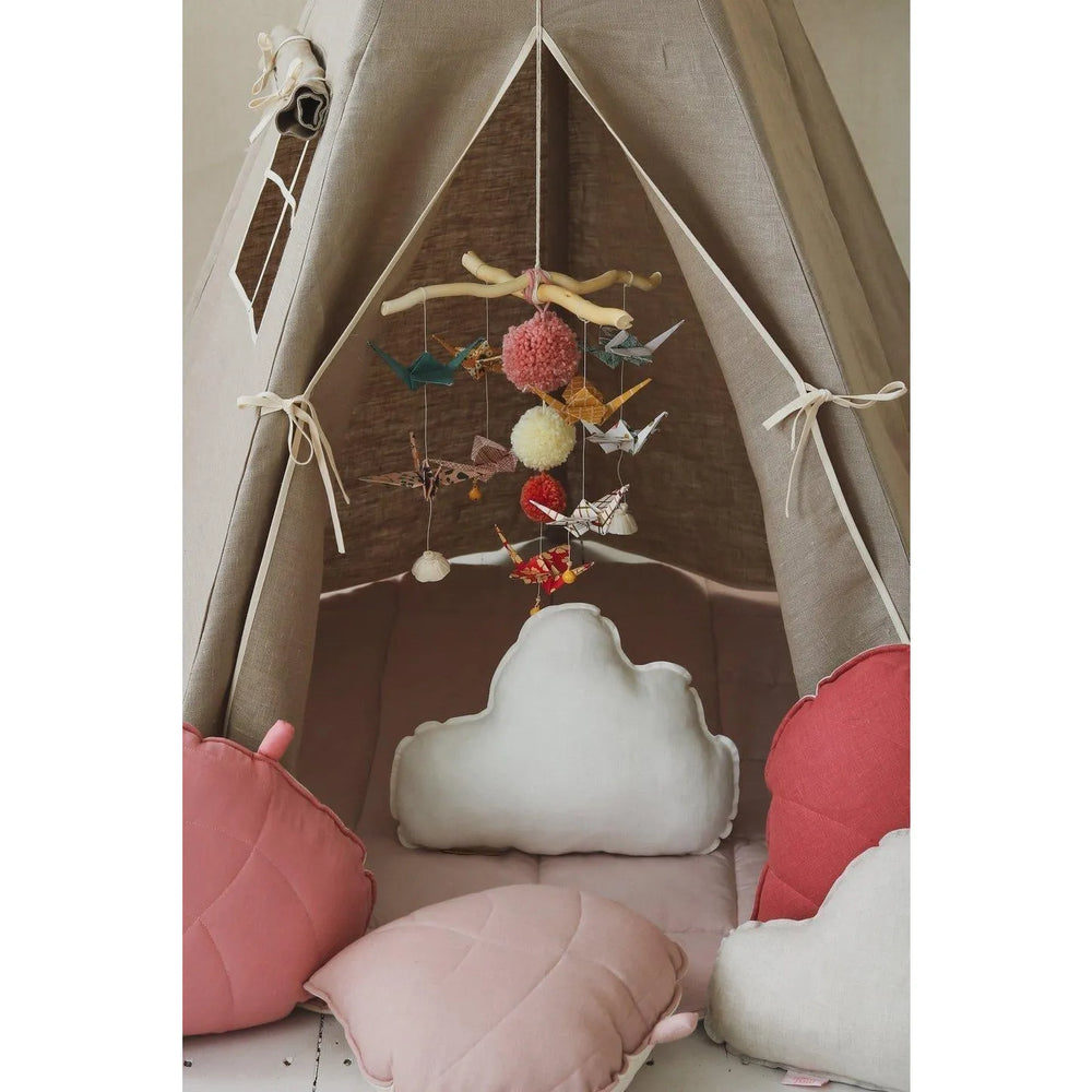 Teepee Tent with Pad - Natural Linen - Moi Mili