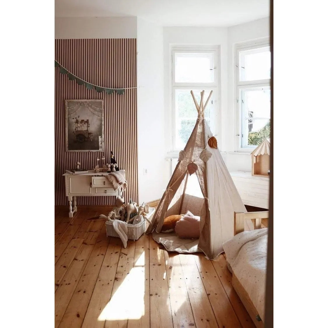 Teepee Tent with Pad - Natural Linen - Moi Mili