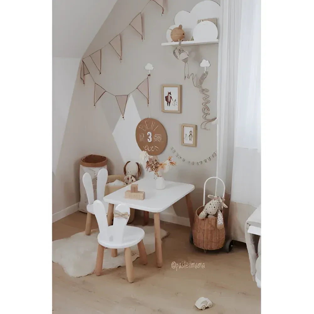 Set per bambini in legno Coniglietto bianco naturale - Set in legno e plastica - Kidozia