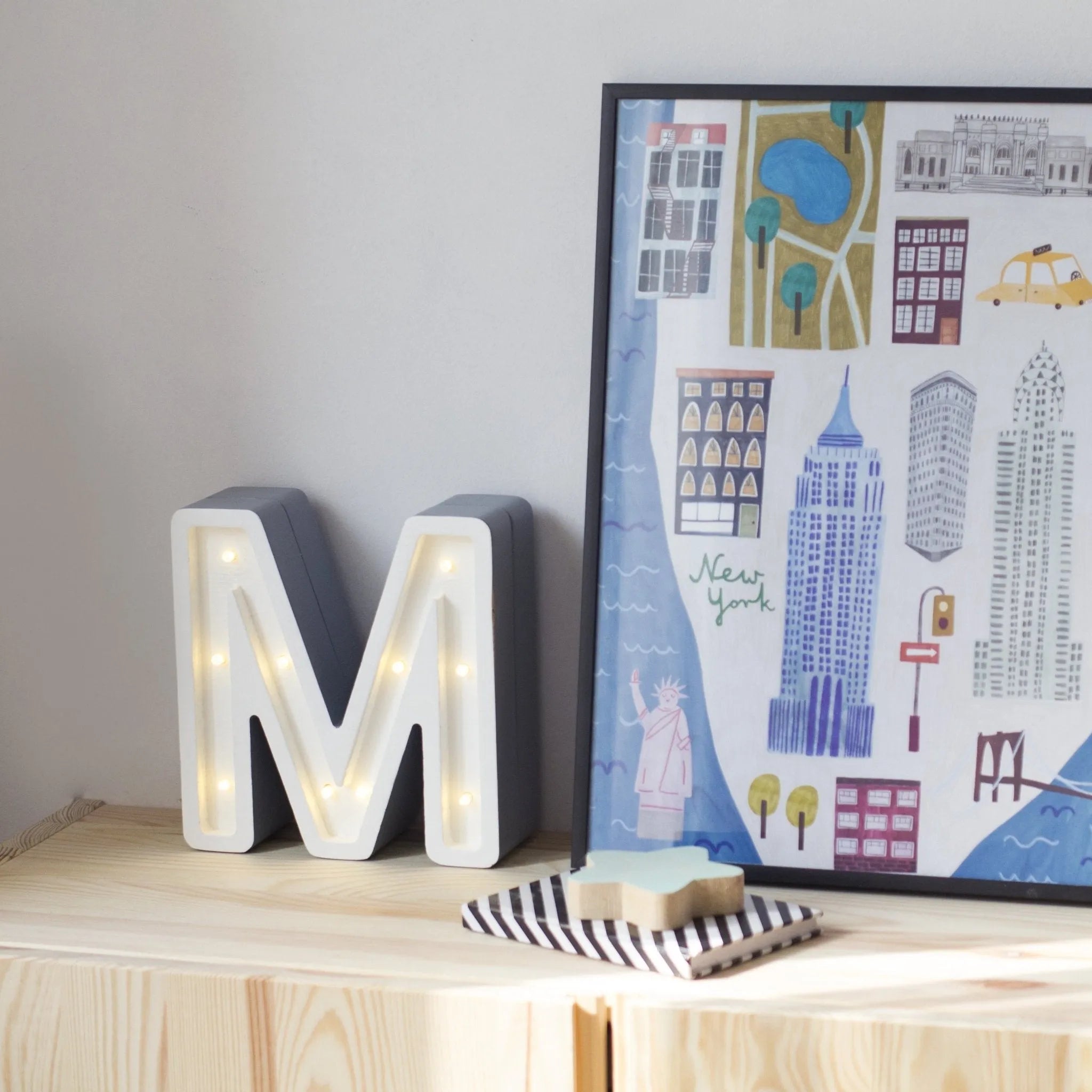 Letter Mini Lamps A-z - Little Lights - Wooden
