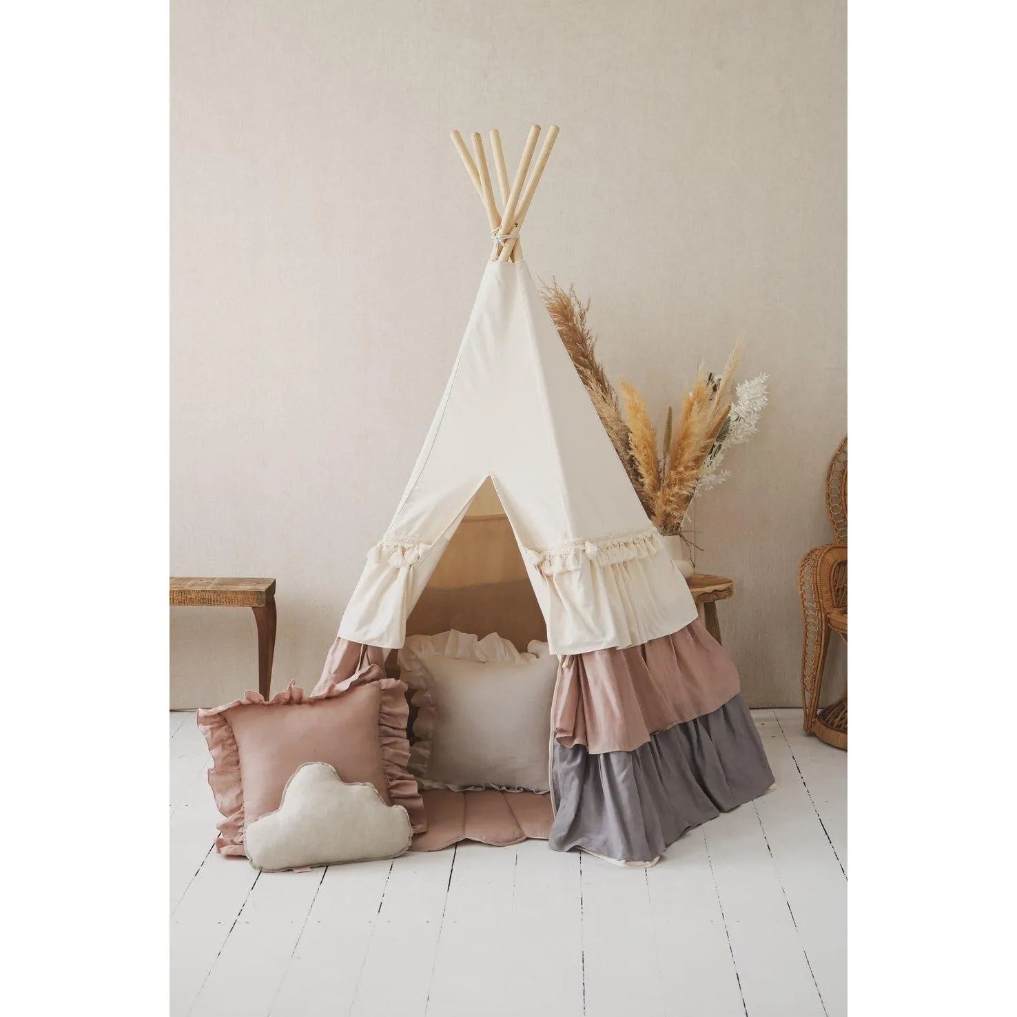 Teepee Tent with Pad - with Tassels - Moi Mili