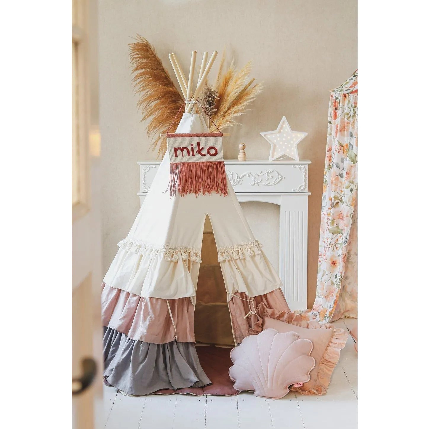 Teepee Tent with Pad - with Tassels - Moi Mili