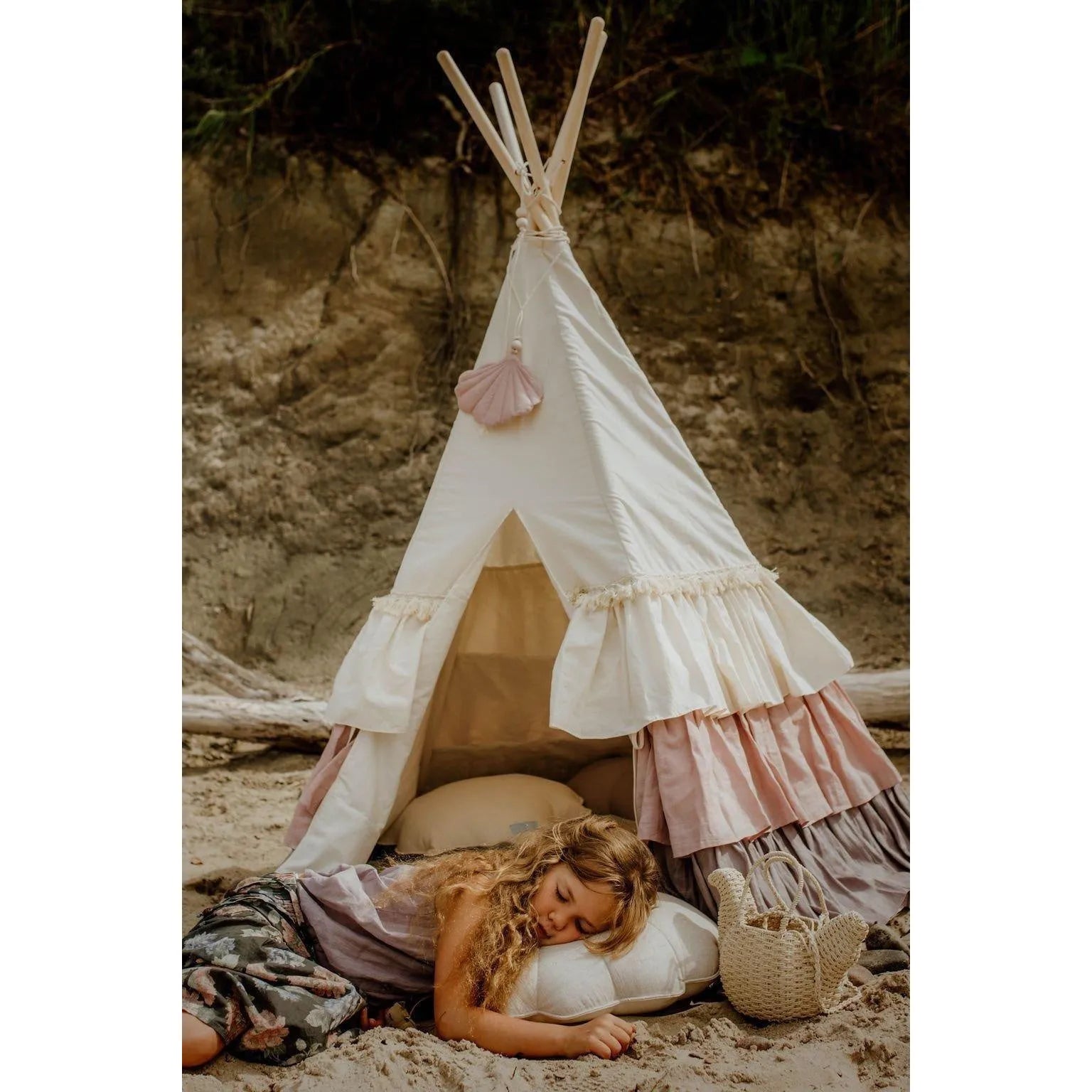 Teepee Tent with Pad - with Tassels - Moi Mili
