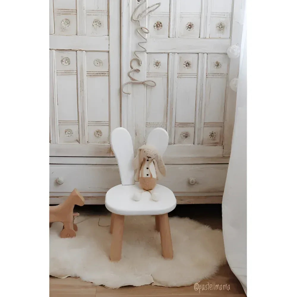 Natur White Bunny Holz-Kinderstuhl - Holz- und Kunststoff-Sets - Kidozia