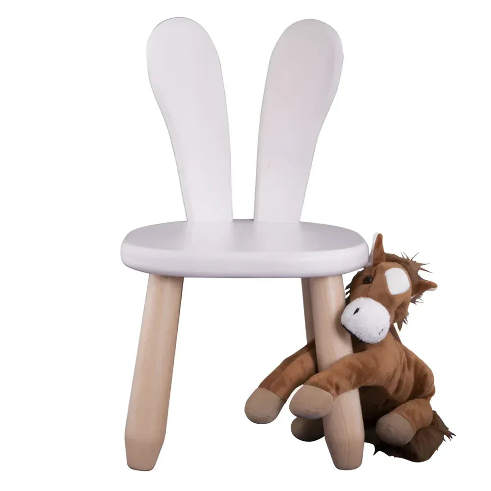 Natur White Bunny Holz-Kinderstuhl - Holz- und Kunststoff-Sets - Kidozia