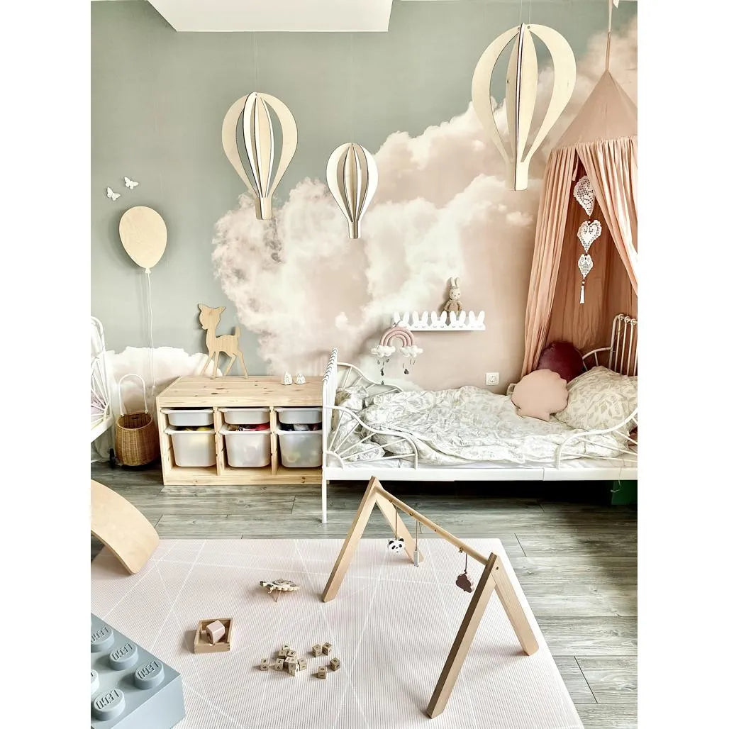 Set of 3d Hot Air Balloons - Wooden Ceiling Decoration 3 Pack - Balloons in a Set - Wooden Decorations