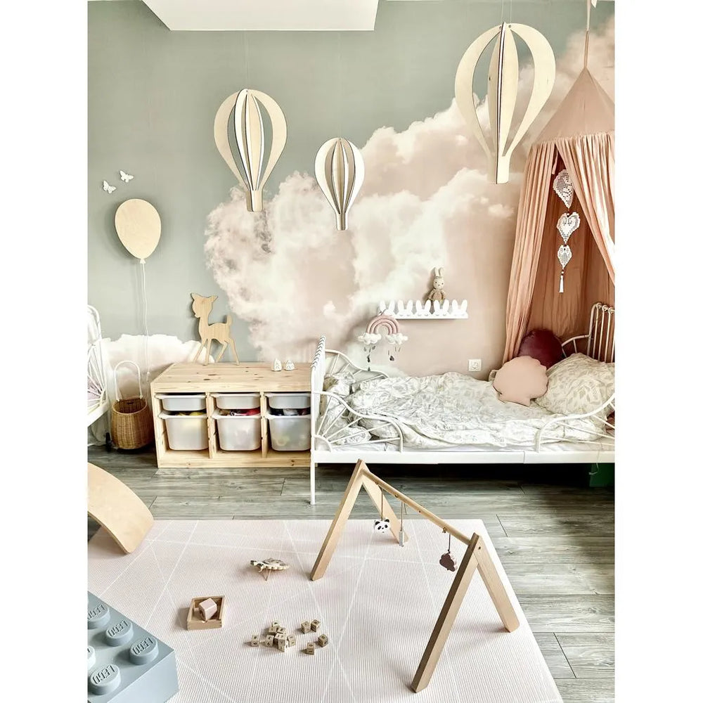 Set of 3d Hot Air Balloons - Wooden Ceiling Decoration 3 Pack - Balloons in a Set - Wooden Decorations