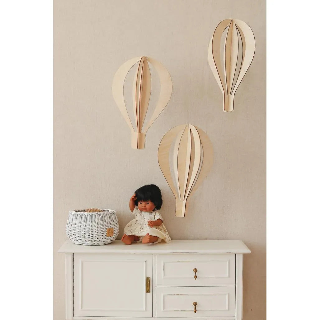Set of 3d Hot Air Balloons - Wooden Ceiling Decoration 3 Pack - Balloons in a Set - Wooden Decorations