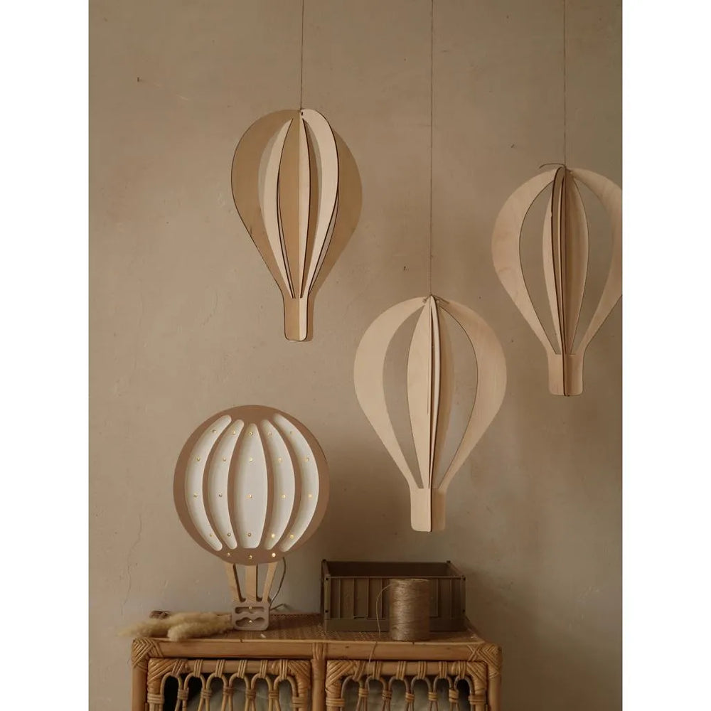 Set of 3d Hot Air Balloons - Wooden Ceiling Decoration 3 Pack - Balloons in a Set - Wooden Decorations