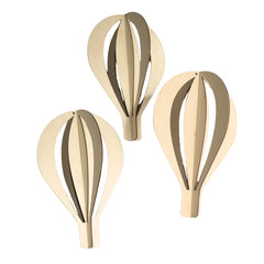 Set of 3d Hot Air Balloons - Wooden Ceiling Decoration 3 Pack - Balloons in a Set - Wooden Decorations