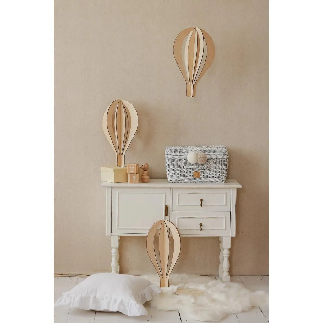 Set of 3d Hot Air Balloons - Wooden Ceiling Decoration 3 Pack - Balloons in a Set - Wooden Decorations