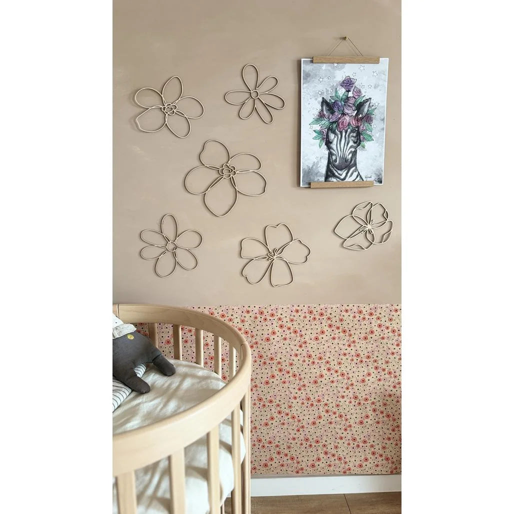 Set of 6 Wooden Flowers - Wall Decoration - Wall - Cut It Now