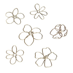 Set of 6 Wooden Flowers - One Line Style Wall Decoration Version 1 - Wall Mounted - Cut It Now