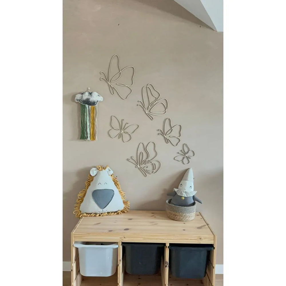Set of 6 Wooden Butterflies - One Line Style Wall Decoration - Wall - Cut It Now