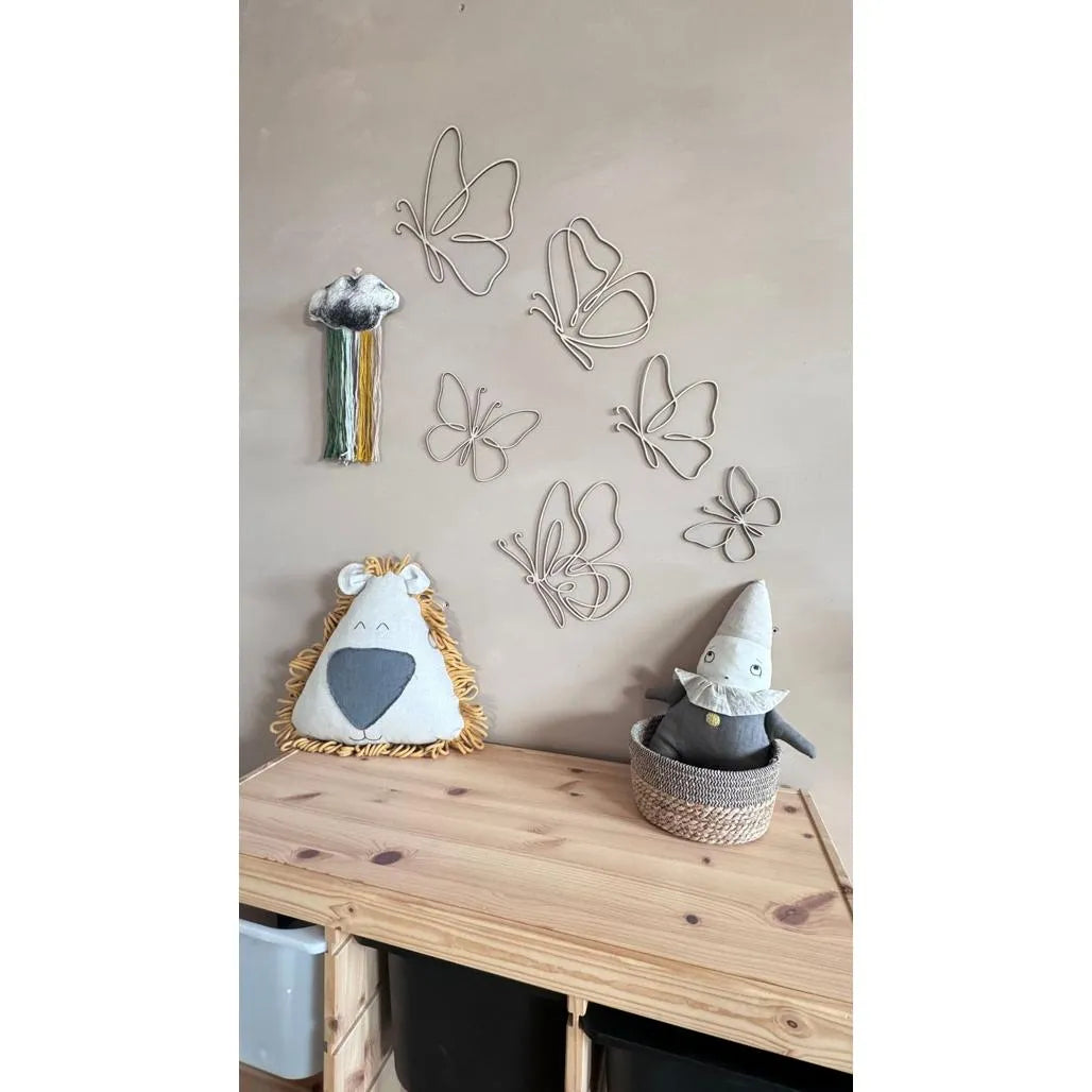 Set of 6 Wooden Butterflies - One Line Style Wall Decoration - Wall - Cut It Now