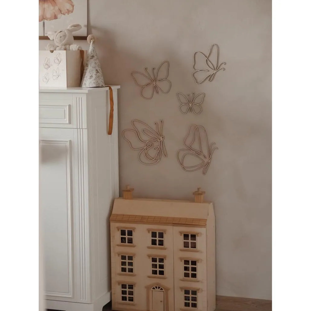 Set of 6 Wooden Butterflies - One Line Style Wall Decoration - Wall - Cut It Now