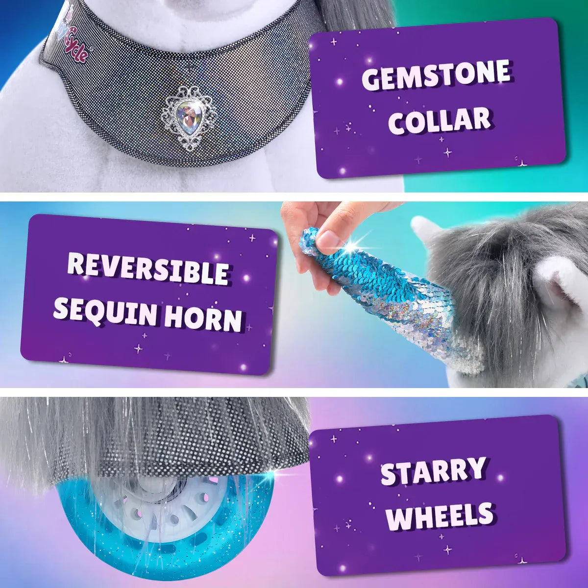 Jazdecký Jednorožec - Sivý - Model y - Jazdecké Koníky - Ponycycle