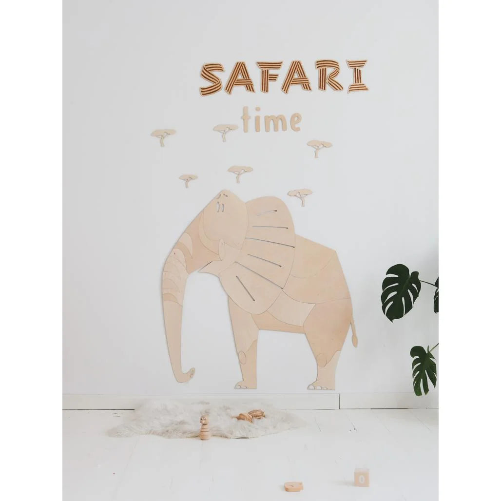 Slon - Drevená Nástenná Dekorácia v Safari štýle Xl Veľkosť - 125cmx123cm - Nástenná - Cut It Now