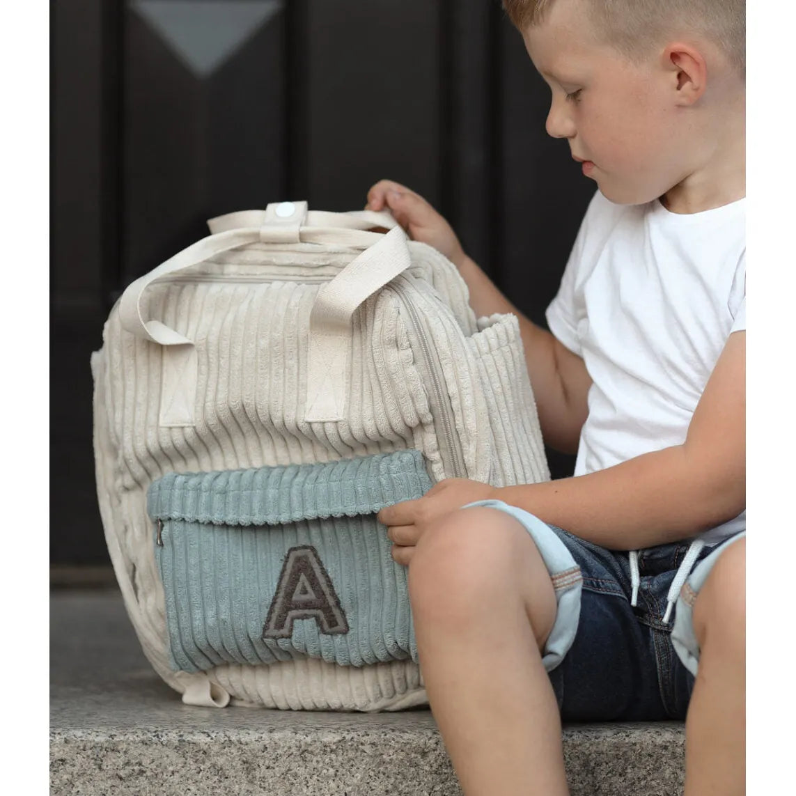 Backpack with Letter - White - Muzpony - Name Backpacks