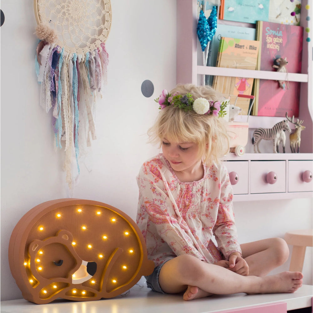 Sleeping Bear Lamp - Little Lights - Wooden Lamps