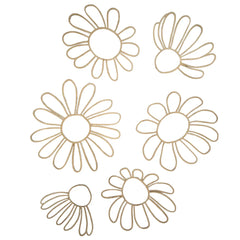 Set of 6 Wooden Daisy Flowers - One Line Style Wall Decoration Version 2 - Wall Mounted - Cut It Now