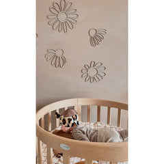 Set of 6 Wooden Daisy Flowers - One Line Style Wall Decoration Version 2 - Wall Mounted - Cut It Now