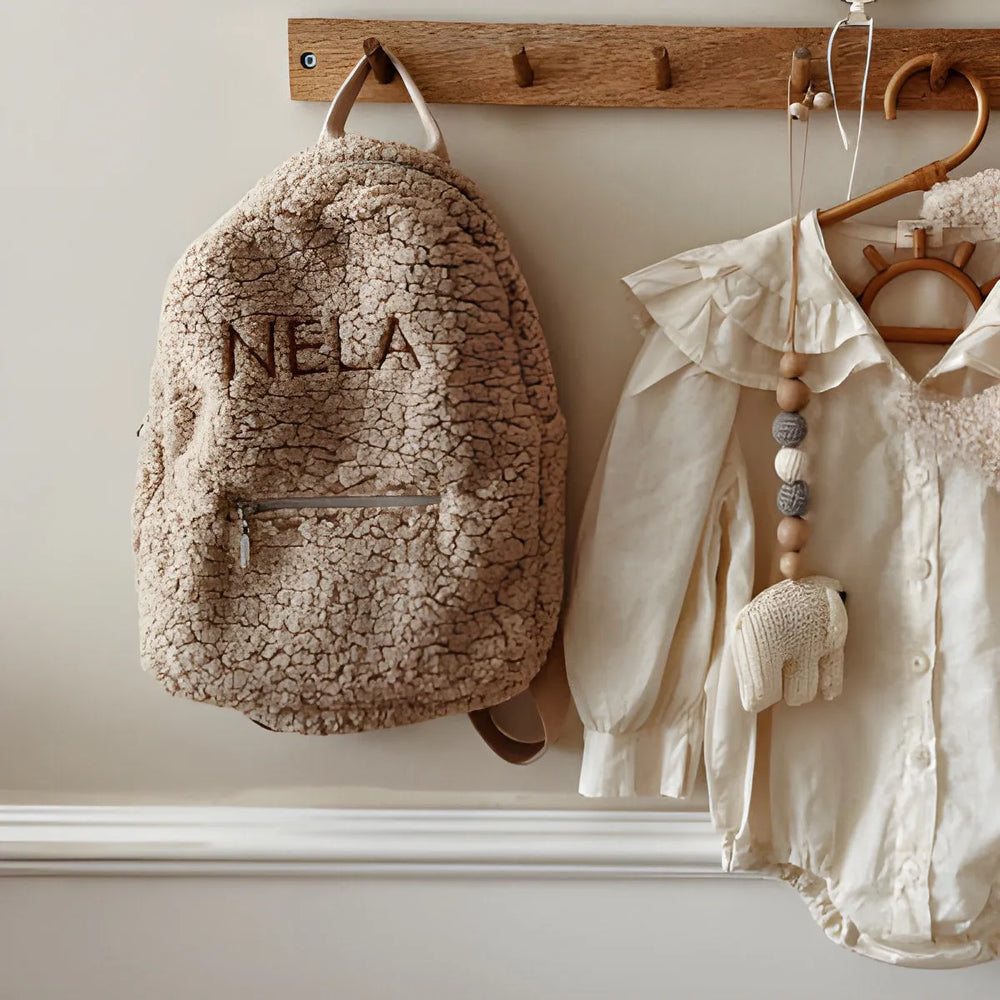 Backpack with Embroidered Name - Beige - Muzpony - Backpacks