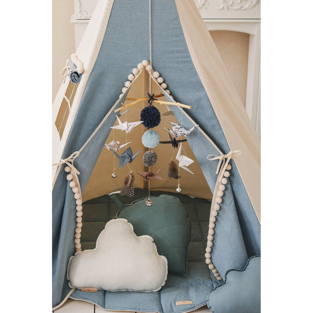 Teepee Stan s Podložkou - Jeans Pompónmi - Moi Mili