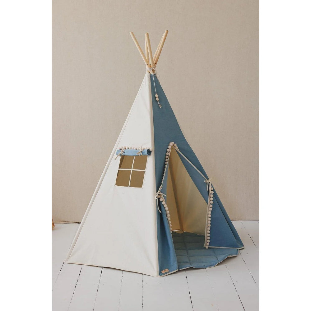 Teepee Stan s Podložkou - Jeans Pompónmi - Moi Mili