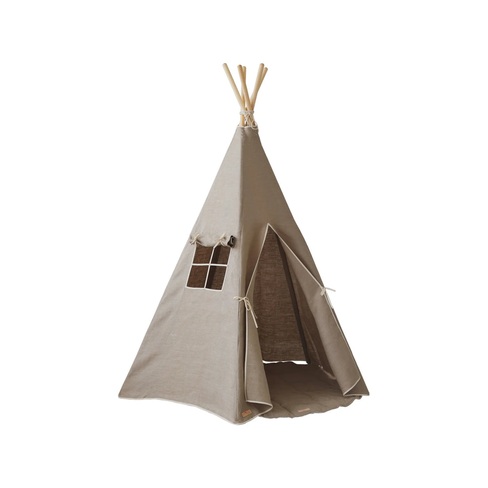 Teepee Tent with Mat - Natural Linen - Moi Mili