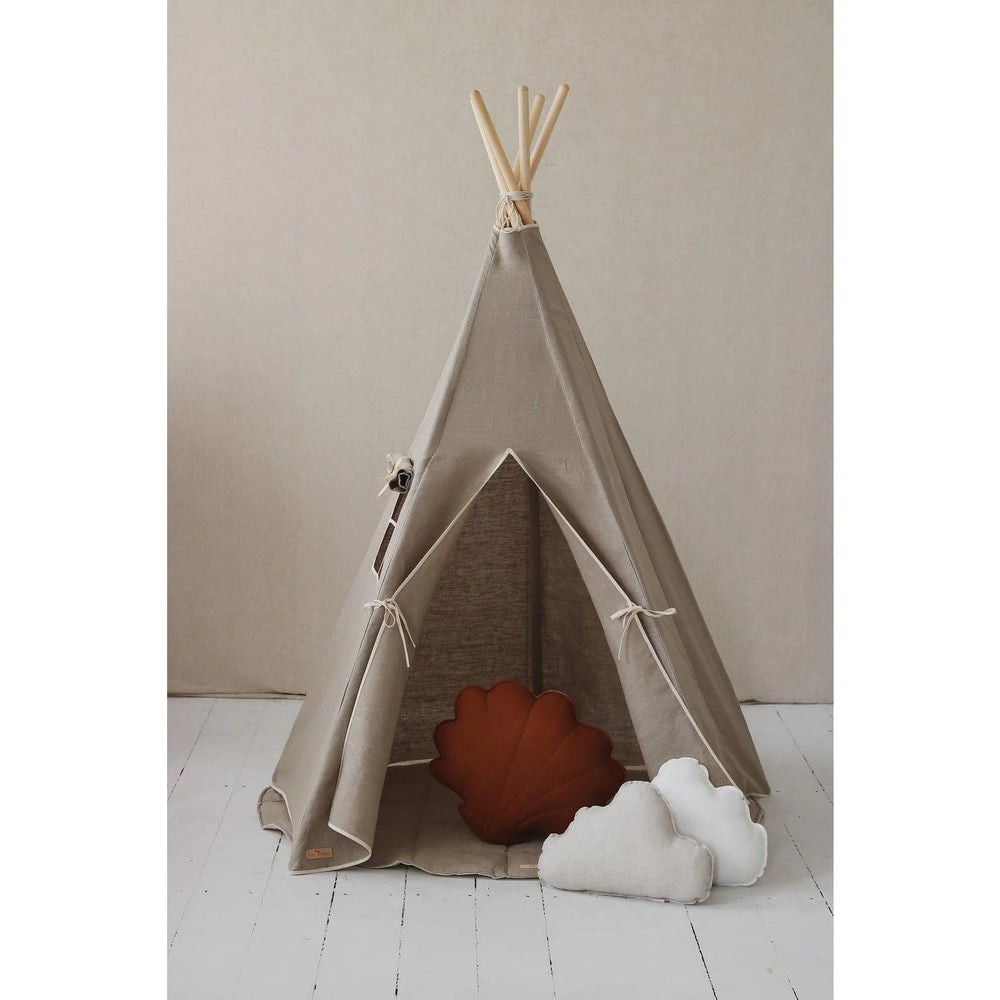 Teepee Tent with Mat - Natural Linen - Moi Mili