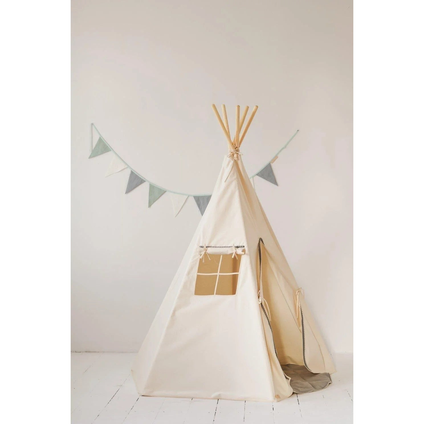 Tenda Teepee con Tappetino - Grigio con Pompon - Moi Mili