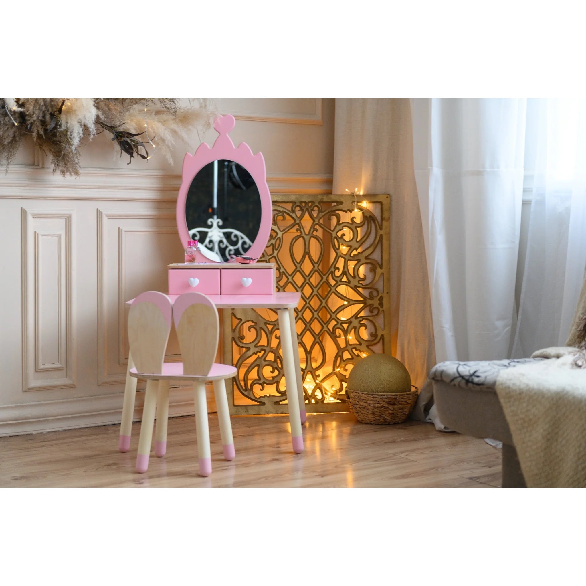 Toaletný Stolík pre Princeznú - Korunka - Montessori Zrkadlový Set - Family-scl