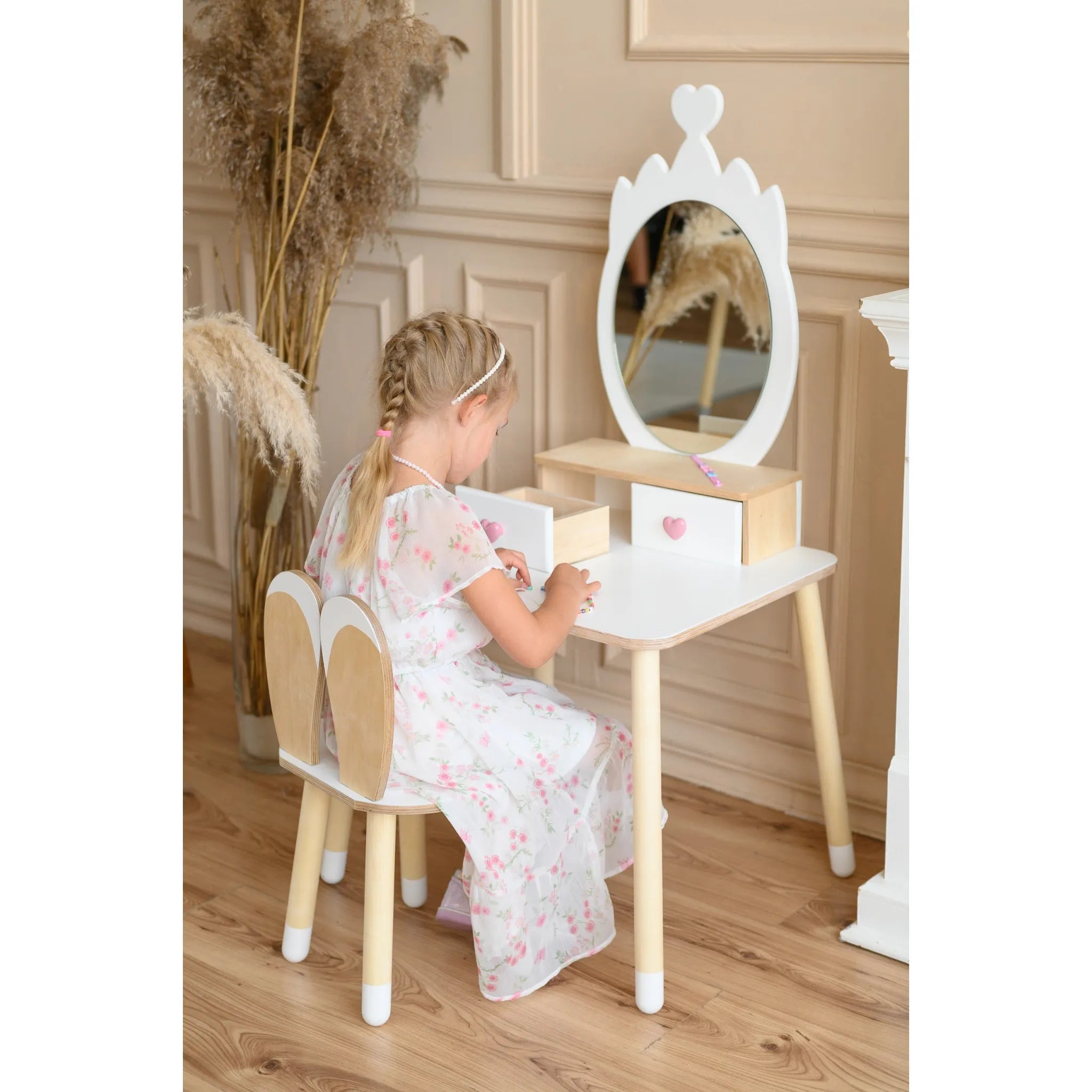 Princess Dressing Table - Crown - Montessori Mirror Set - Family