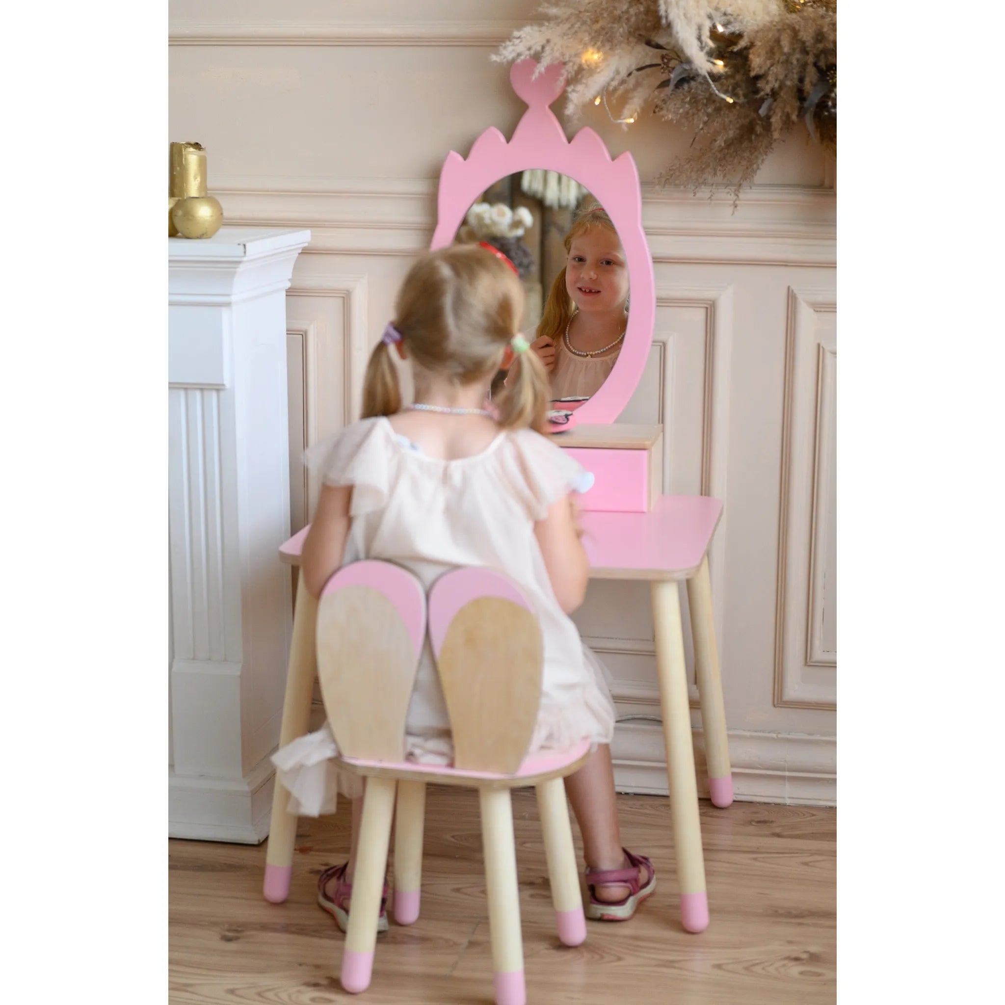 Princess Dressing Table - Crown - Montessori Mirror Set - Family