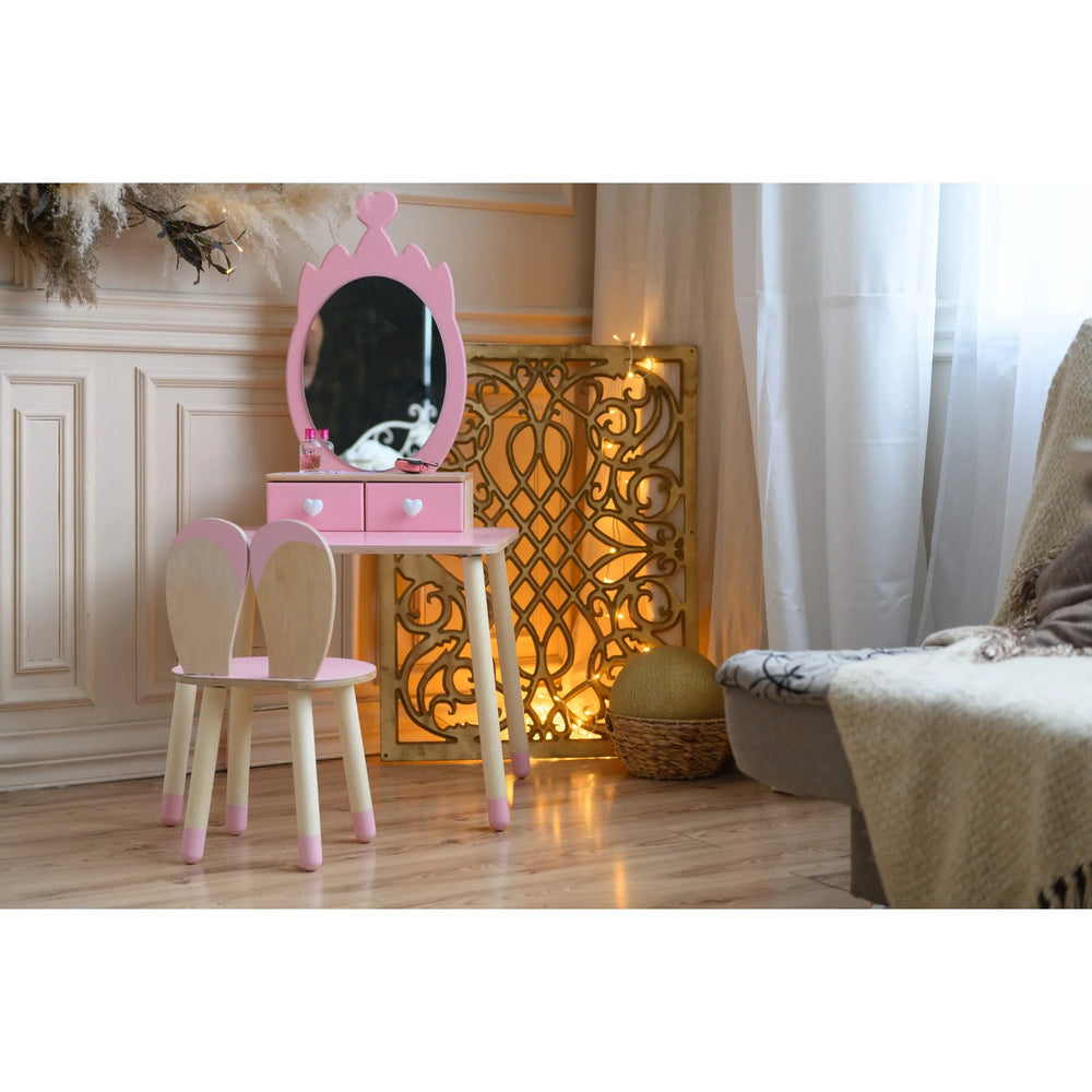 Princess Dressing Table - Crown - Montessori Mirror Set - Family
