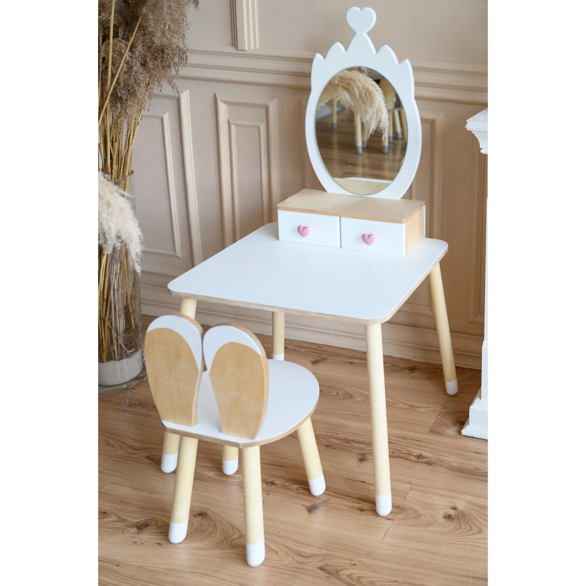 Princess Dressing Table - Crown - Montessori Mirror Set - Family