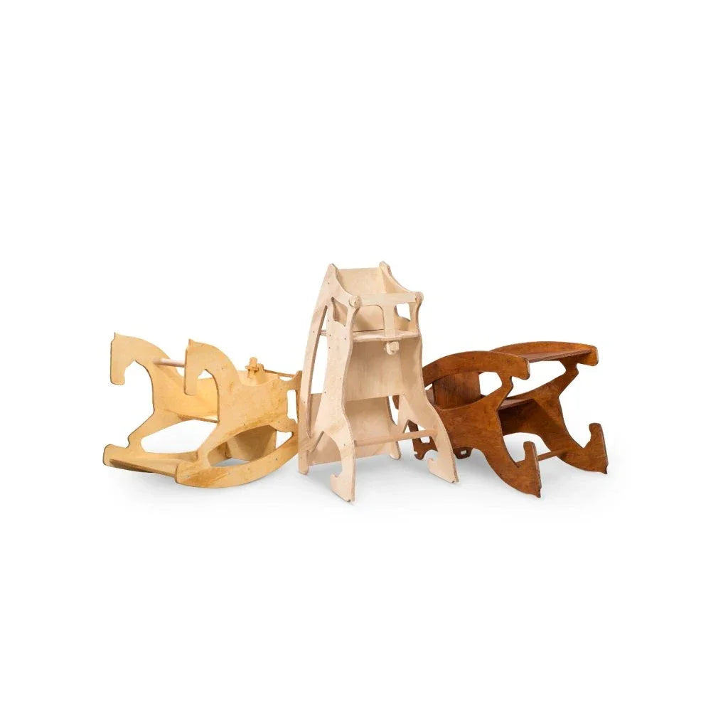 Trio Schommelpaard - Hoge Stoel - Creatief Tafelblad - Paard & Stoel Tafel - Triotoys